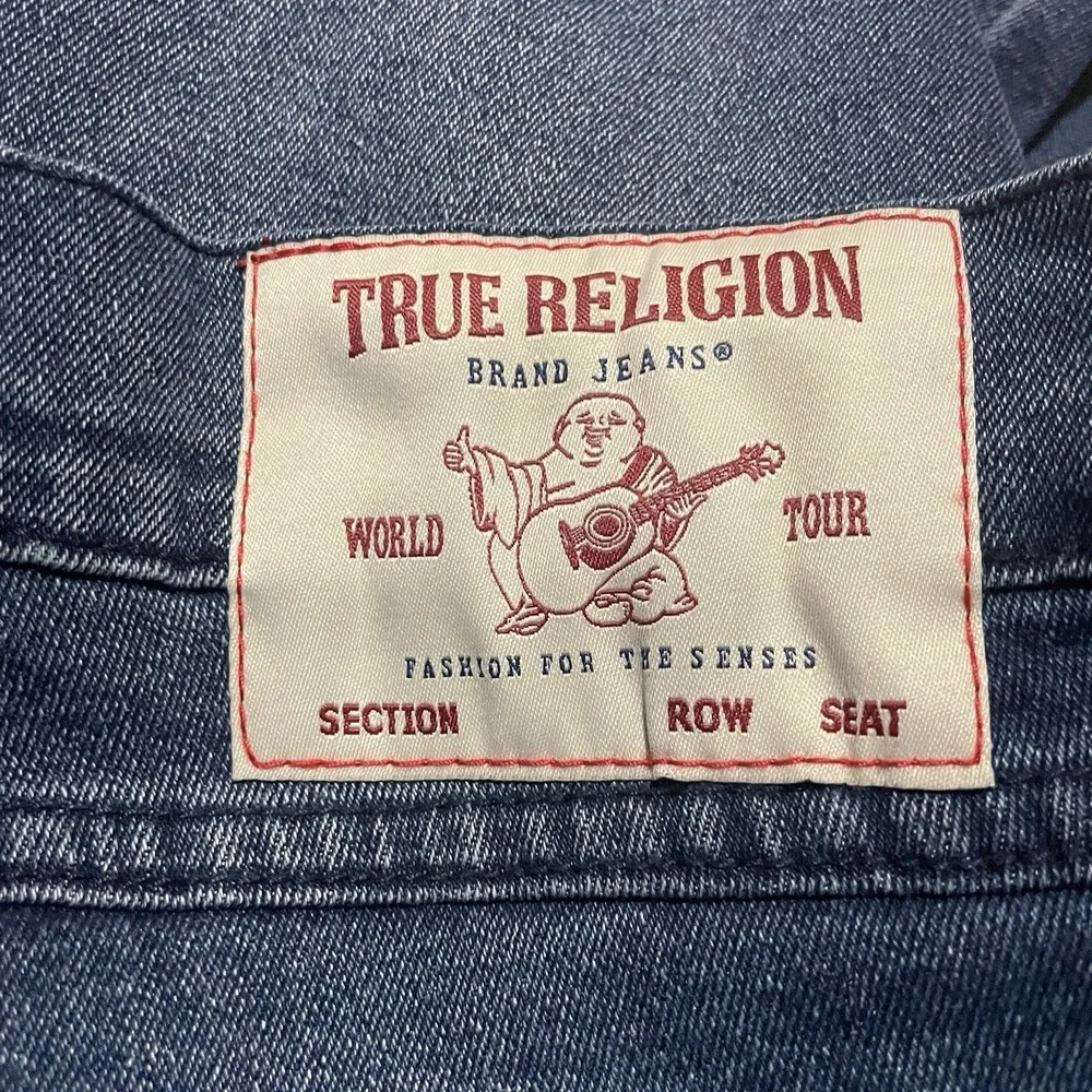 $159 True Religion Ricky SN Flap Relaxed Straight‎ Jeans Men's 36 36x34 Blue NWT